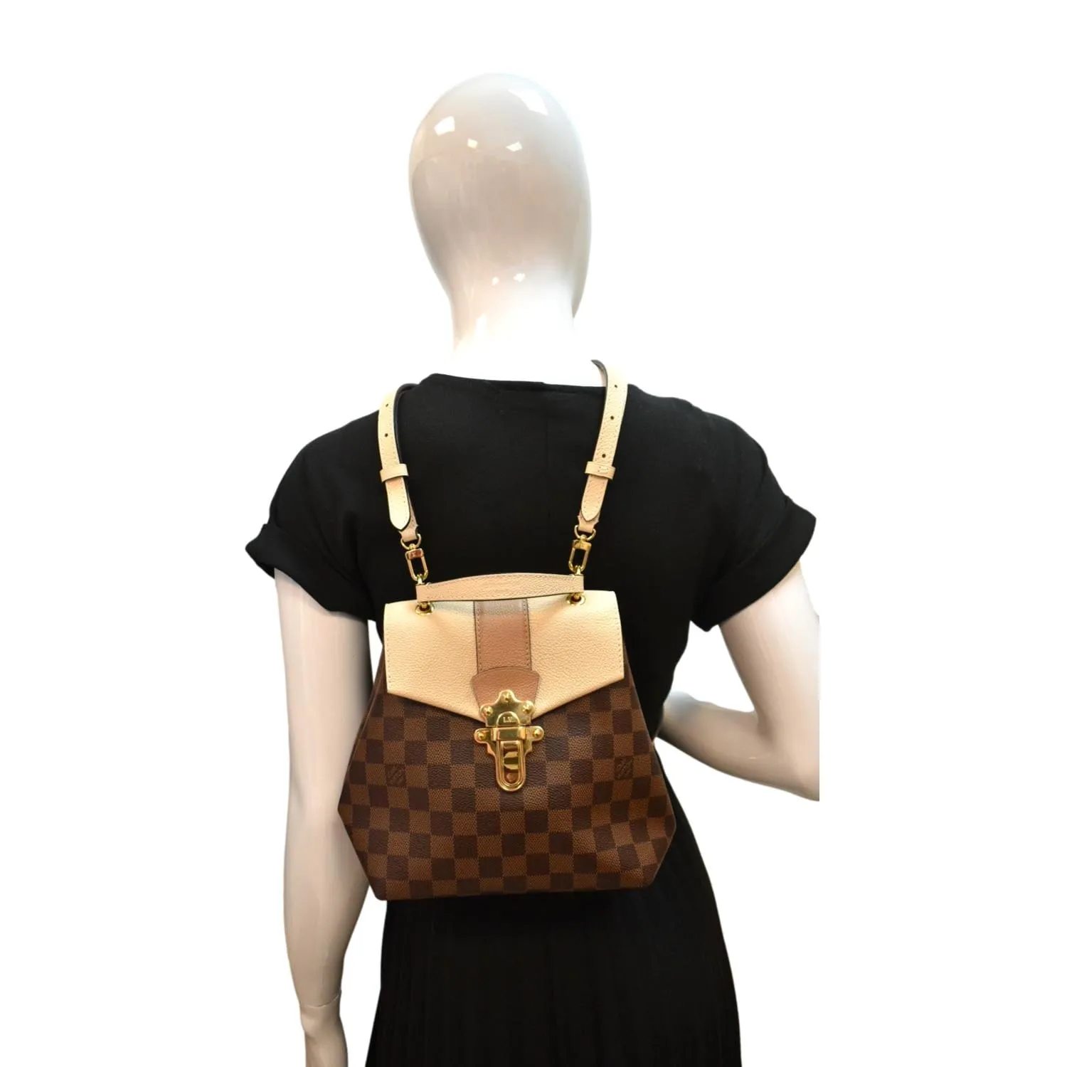 LOUIS VUITTON Clapton Damier Ebene Backpack Bag Creme Beige