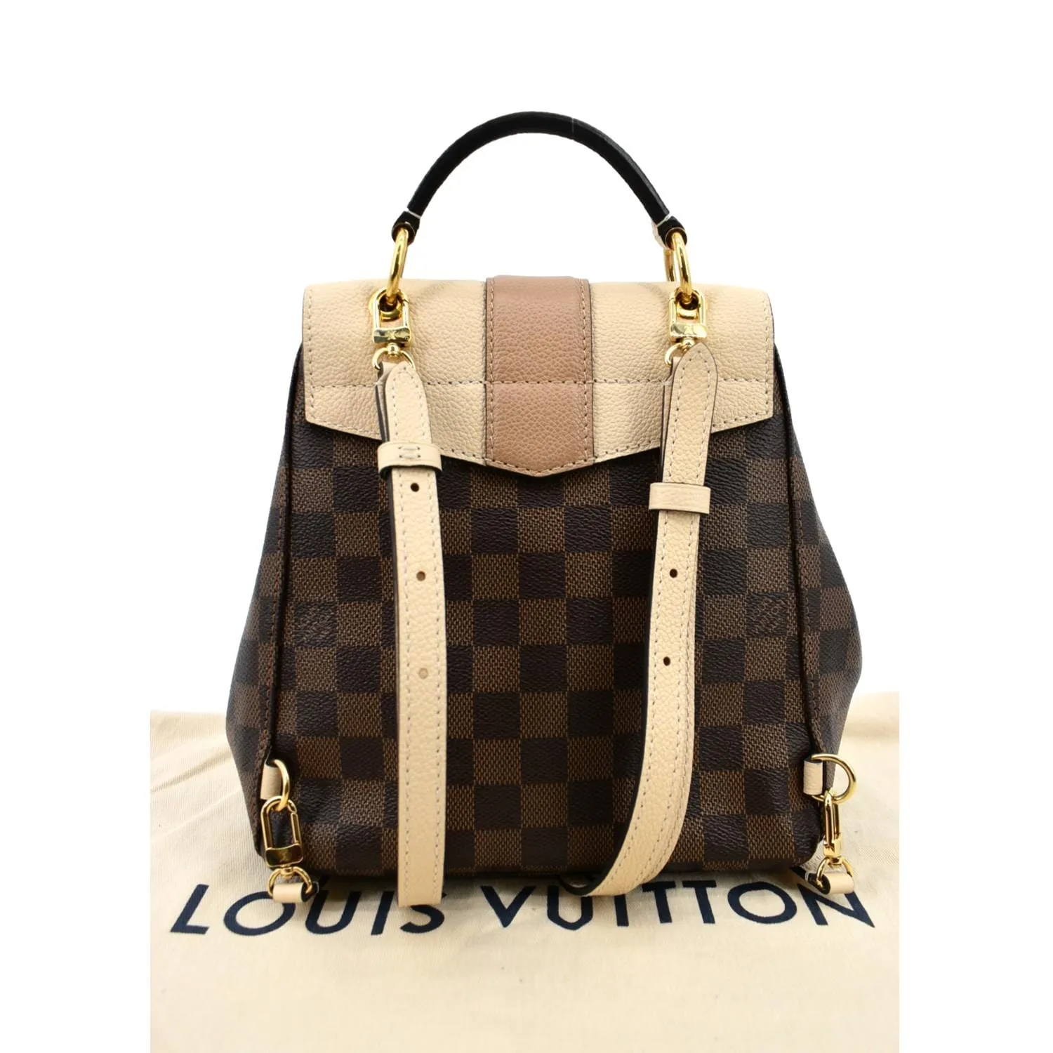 LOUIS VUITTON Clapton Damier Ebene Backpack Bag Creme Beige