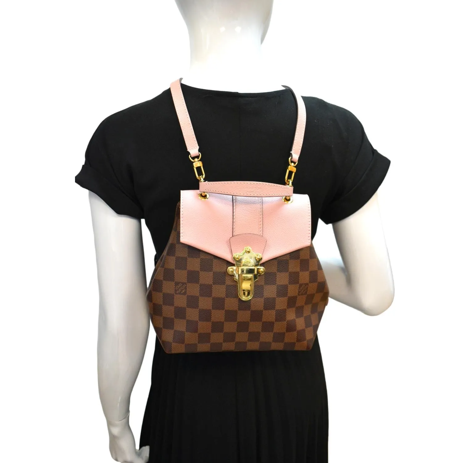 LOUIS VUITTON Clapton Damier Ebene Backpack Bag Magnolia