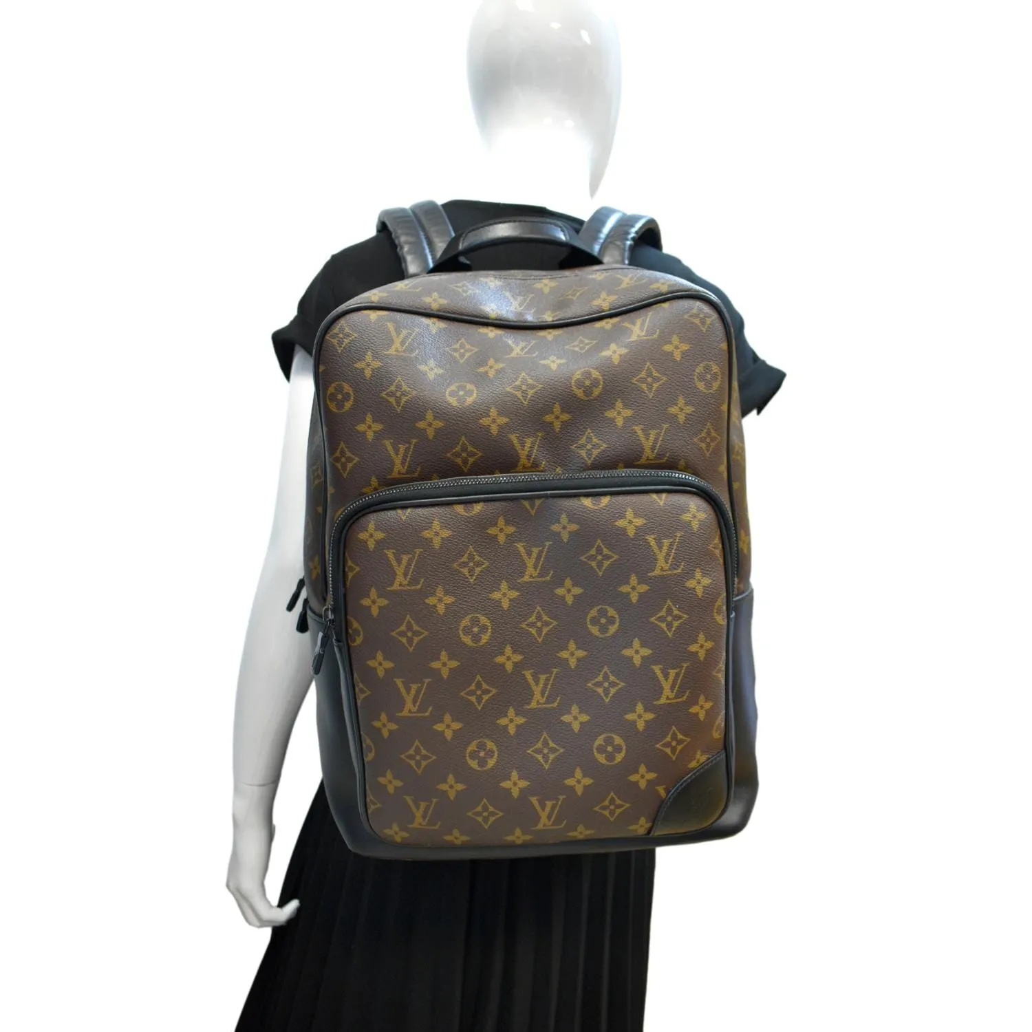 LOUIS VUITTON Dean Monogram Macassar Canvas Backpack Bag Black
