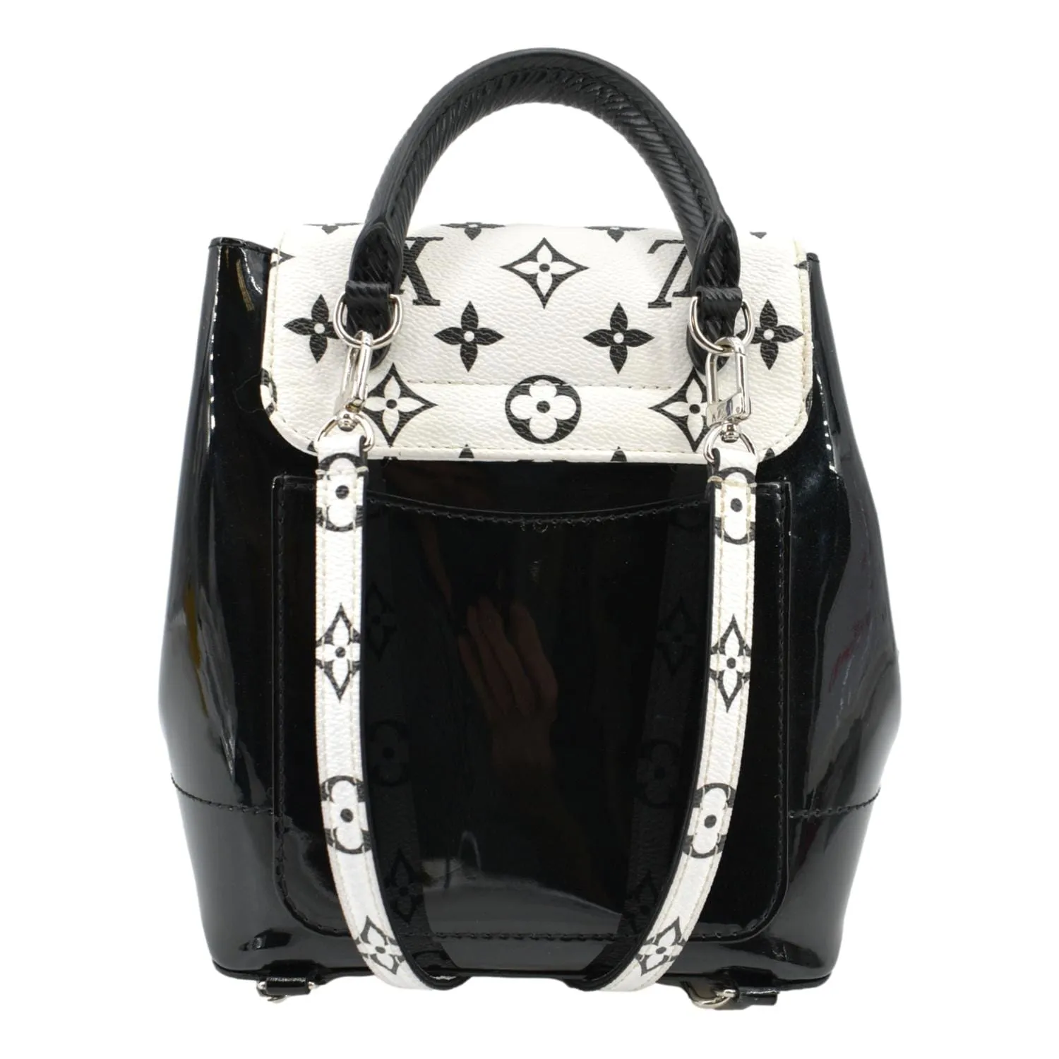 LOUIS VUITTON Hot Springs Monogram Vernis Leather Backpack Black/White