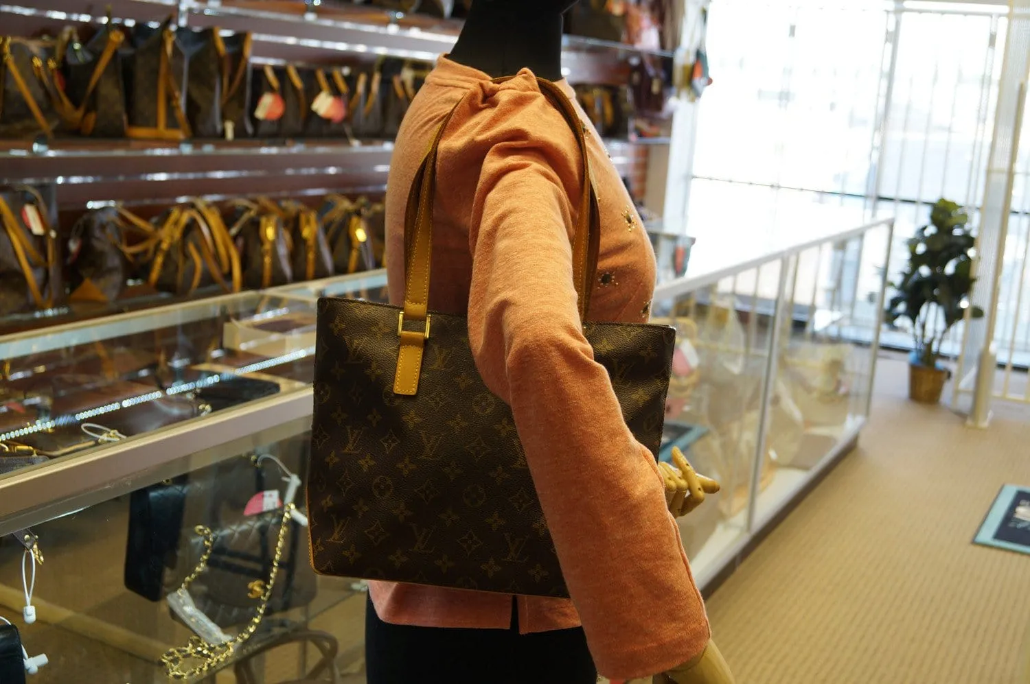 LOUIS VUITTON Monogram Canvas Brown Piano Cabas Tote Bag
