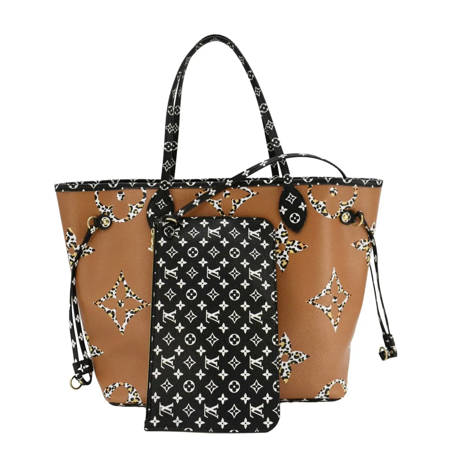 LOUIS VUITTON Neverfull MM Monogram Jungle Shoulder Bag Orange