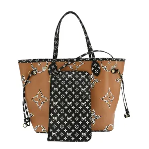 LOUIS VUITTON Neverfull MM Monogram Jungle Shoulder Bag Orange
