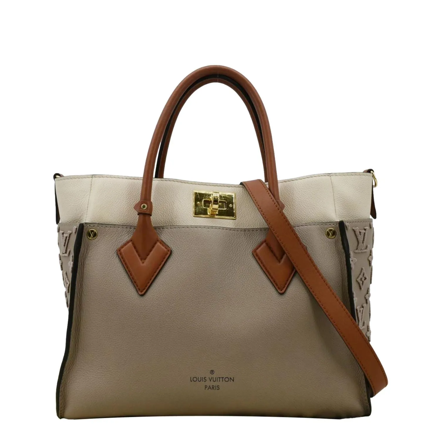 LOUIS VUITTON On My Side MM Leather Shoulder Bag Cream