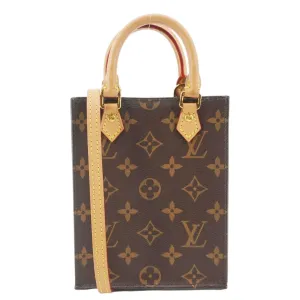 LOUIS VUITTON Petit Sac Plat Monogram Canvas Shoulder Bag Brown