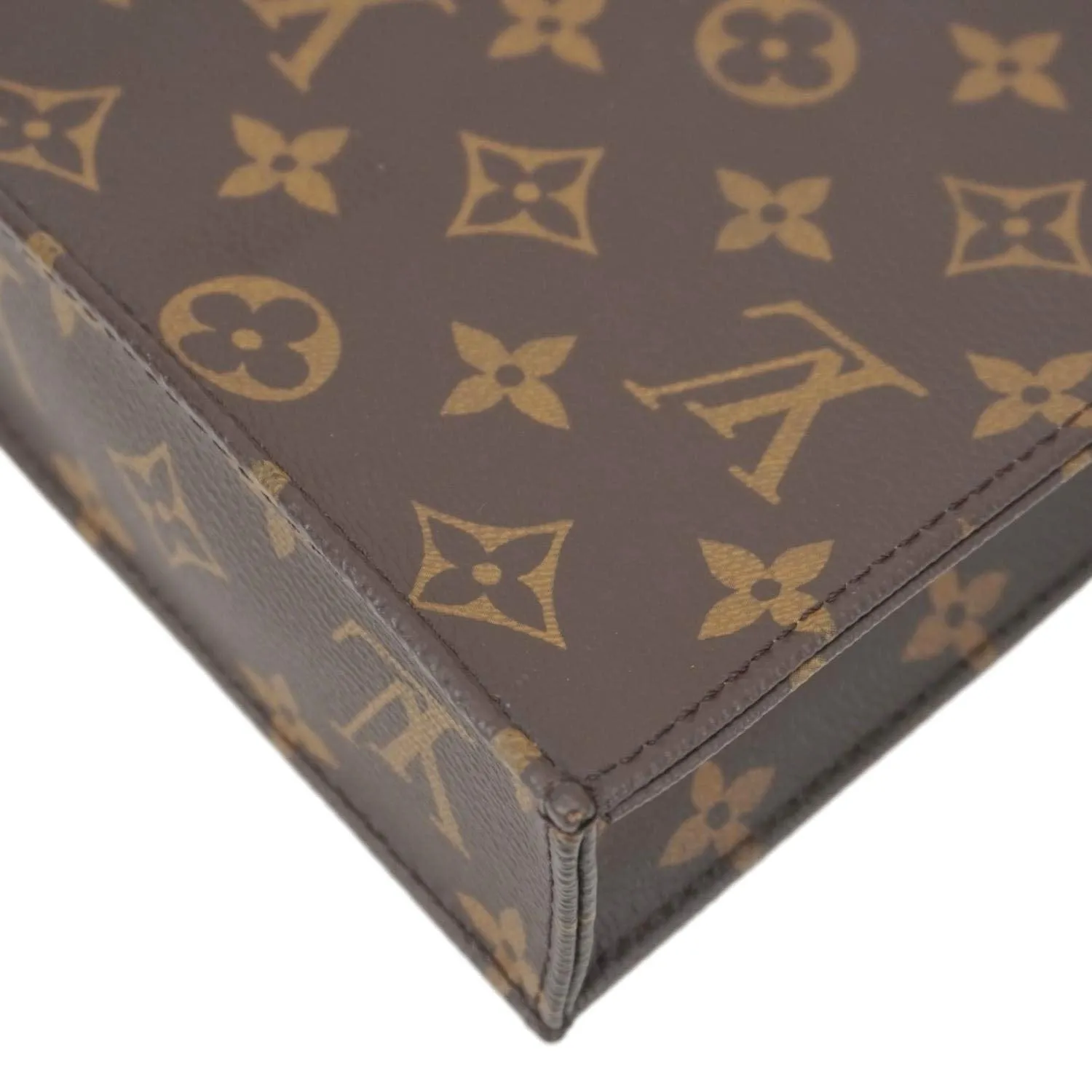 LOUIS VUITTON Petit Sac Plat Monogram Canvas Shoulder Bag Brown