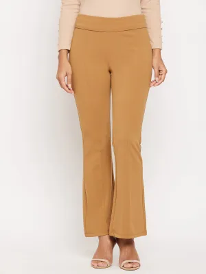 Madame Elasticated Waist Camel Brown Bootcut Trouser