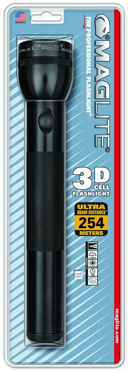 Maglite 3 Cell D Incandescent Flashlight Black Blister