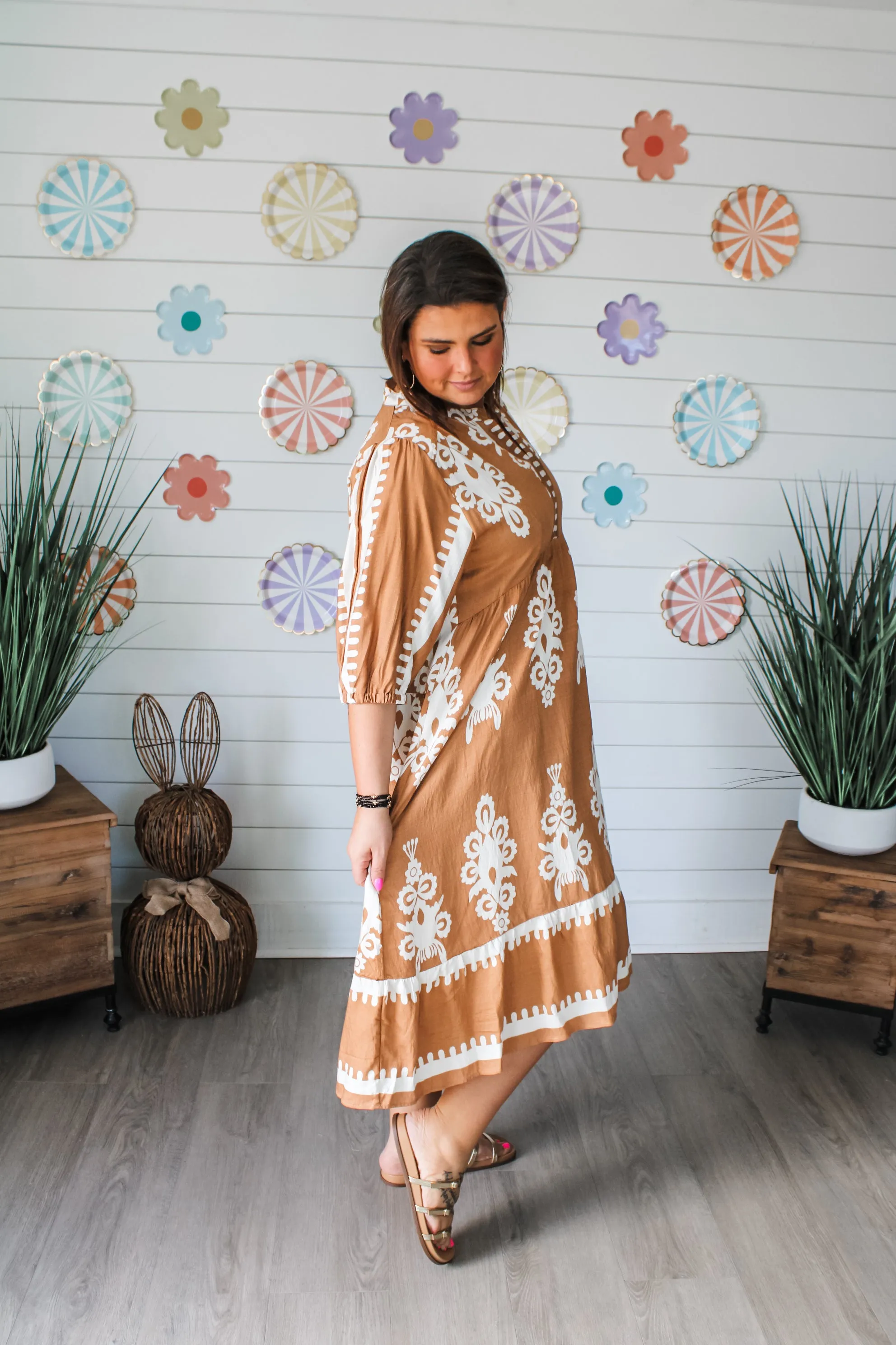 Maya Printed Midi • Sunbaked Tan - PLUS