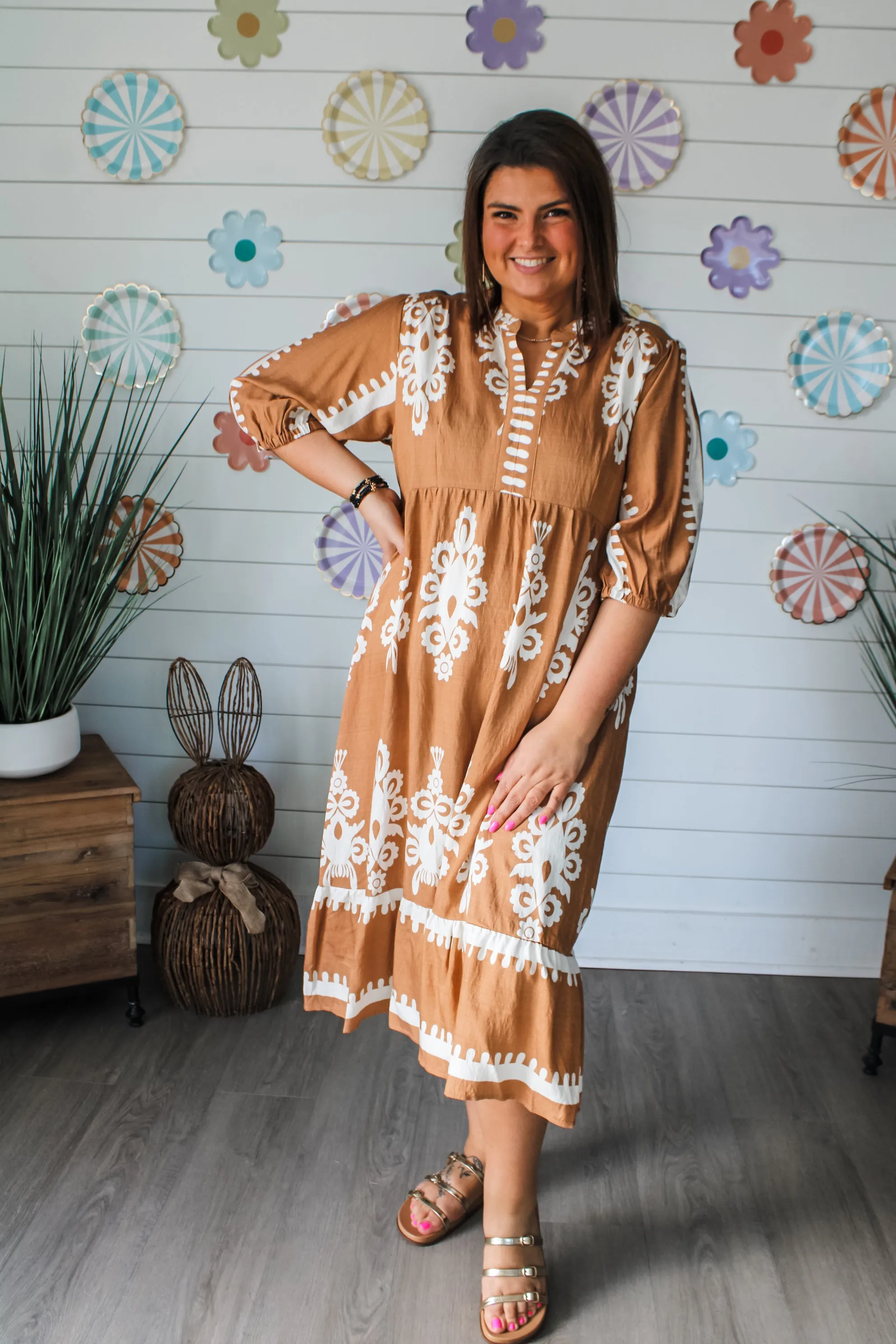 Maya Printed Midi • Sunbaked Tan - PLUS