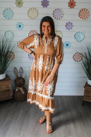 Maya Printed Midi • Sunbaked Tan - PLUS