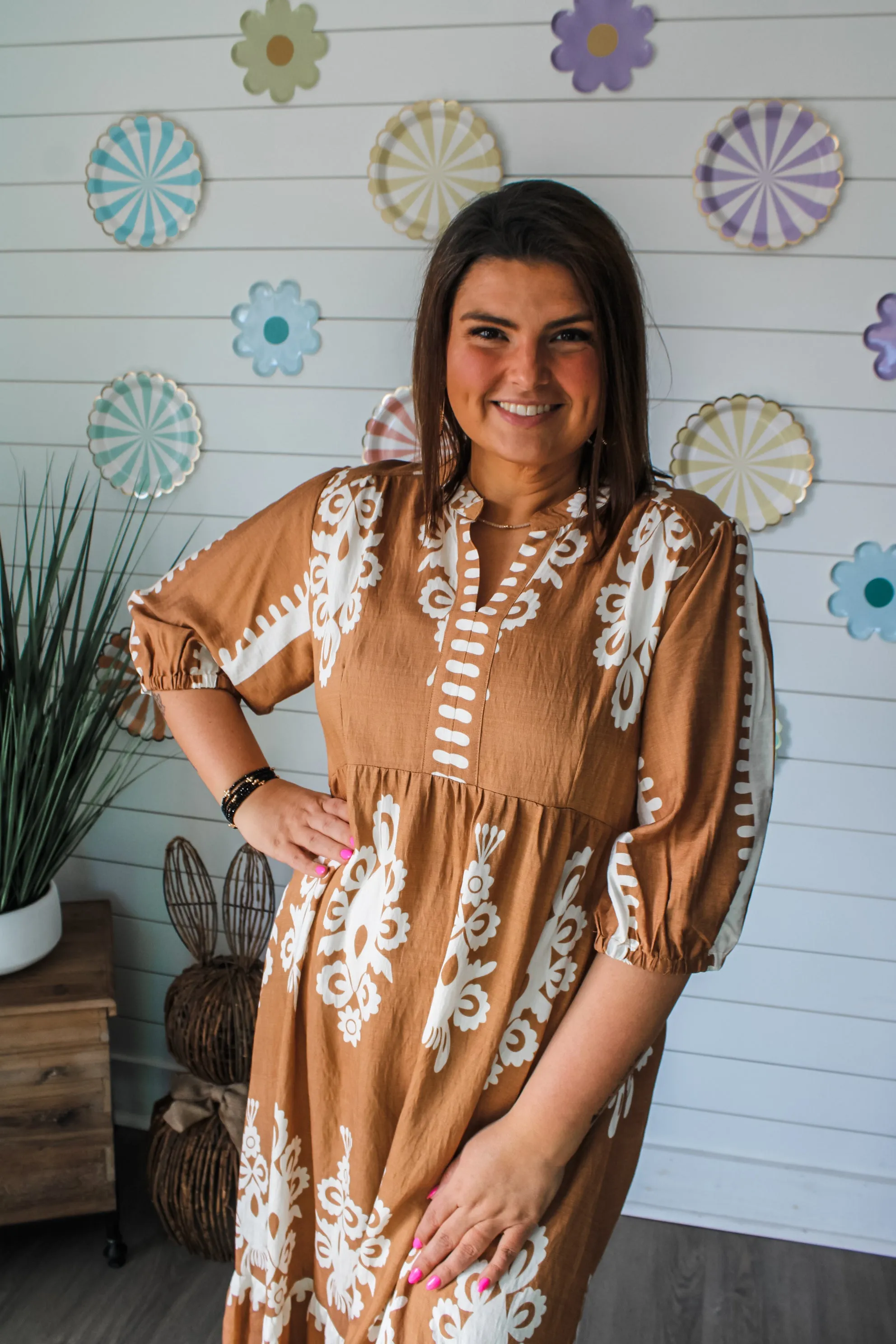 Maya Printed Midi • Sunbaked Tan - PLUS