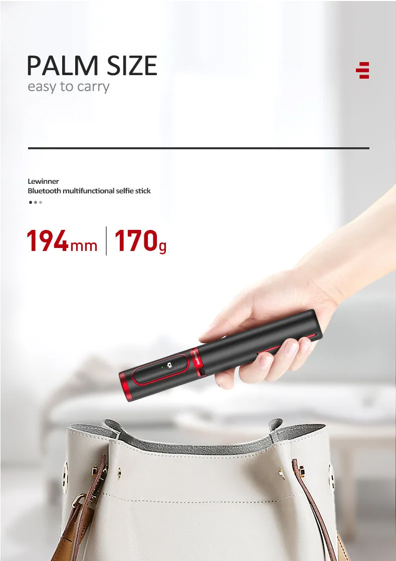 Mini Portable Wireless Selfie Stick Bluetooth Tripod Lightweight 15KG for Smart Phone IOS Version white
