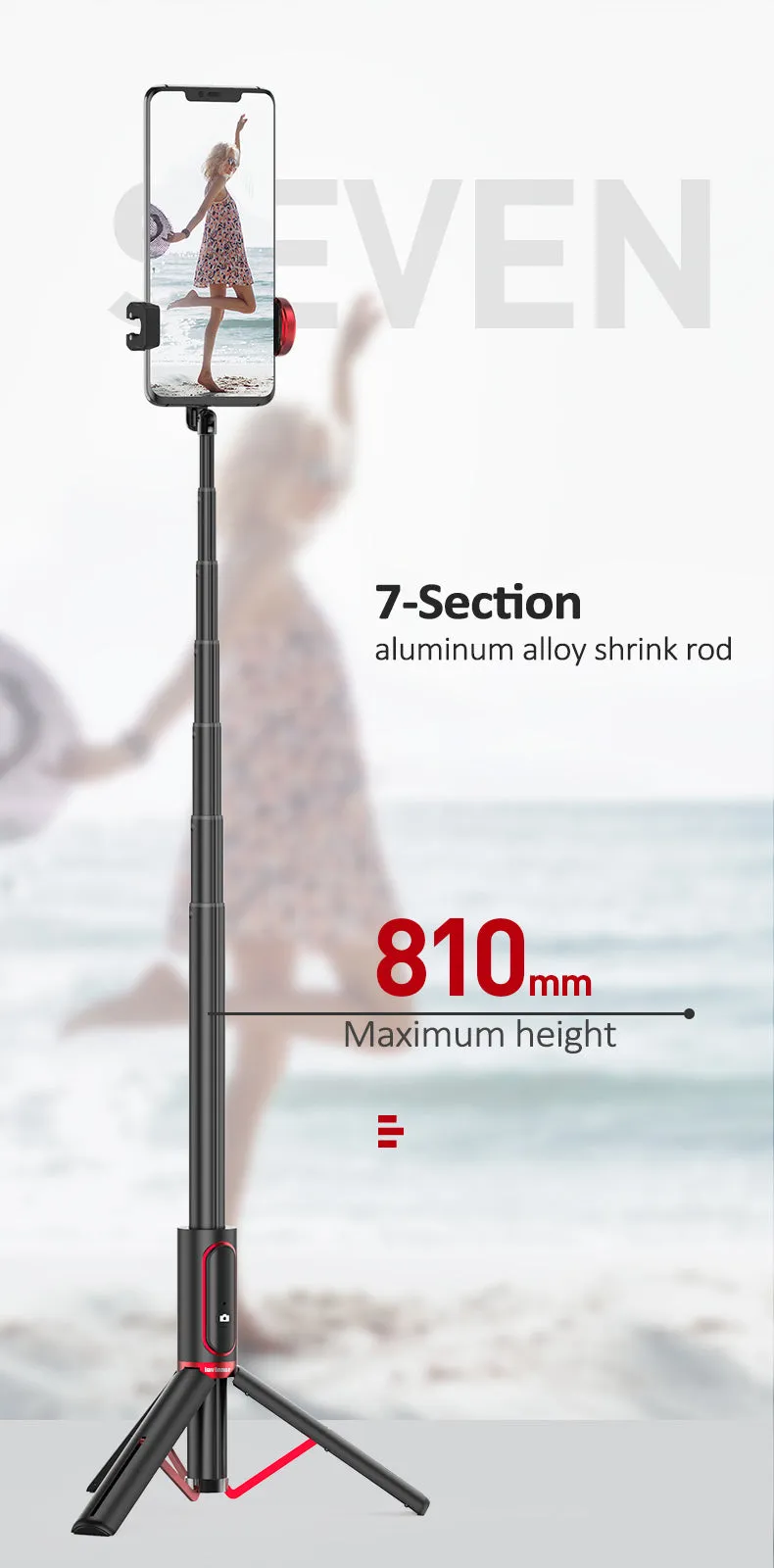 Mini Portable Wireless Selfie Stick Bluetooth Tripod Lightweight 15KG for Smart Phone IOS Version white