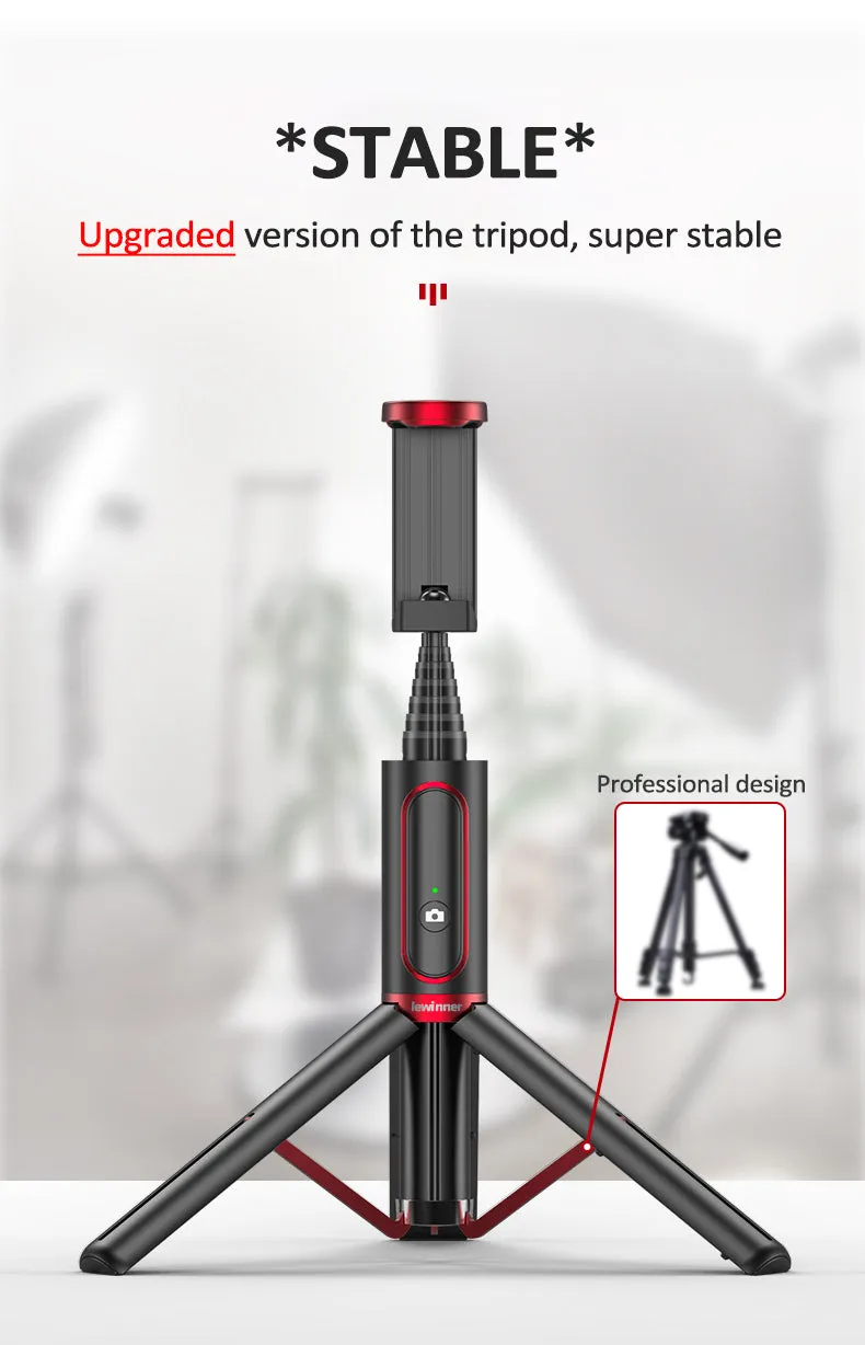 Mini Portable Wireless Selfie Stick Bluetooth Tripod Lightweight 15KG for Smart Phone IOS Version white