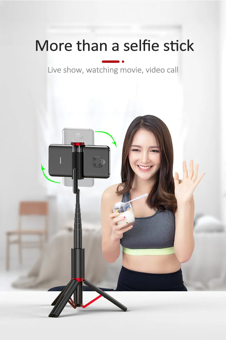 Mini Portable Wireless Selfie Stick Bluetooth Tripod Lightweight 15KG for Smart Phone IOS Version white