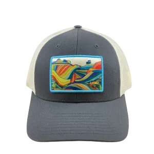 Moab, Utah | Baseball Style Trucker Hat | Grey and Natural