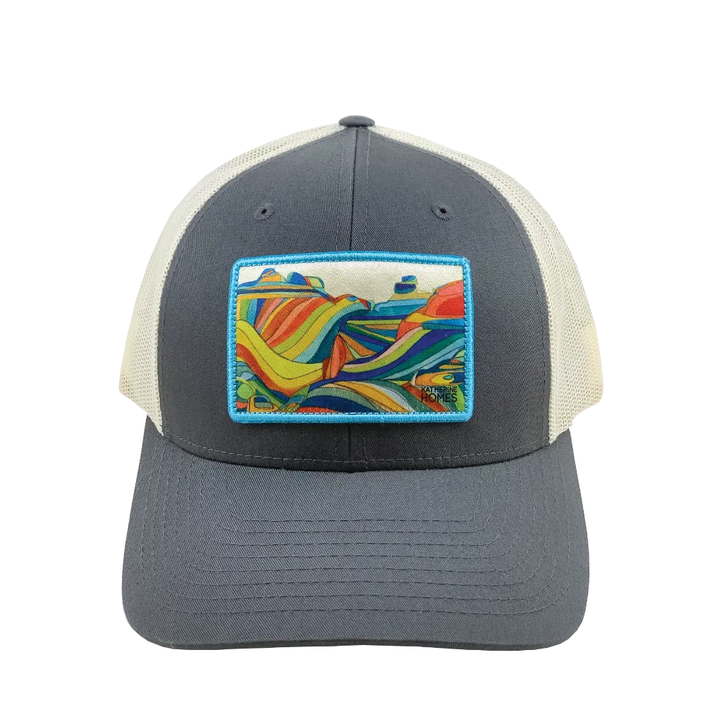 Moab, Utah | Baseball Style Trucker Hat | Grey and Natural