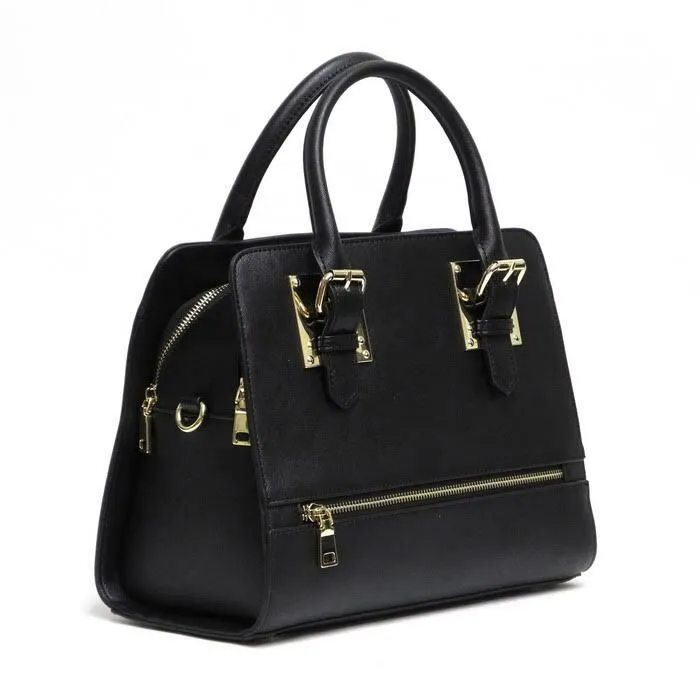monogrammed LOEM black signature shoulder Bag tote handbag zipper pockets design