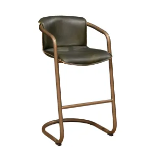 Nisky Leather Bar Chair - Emerald Green