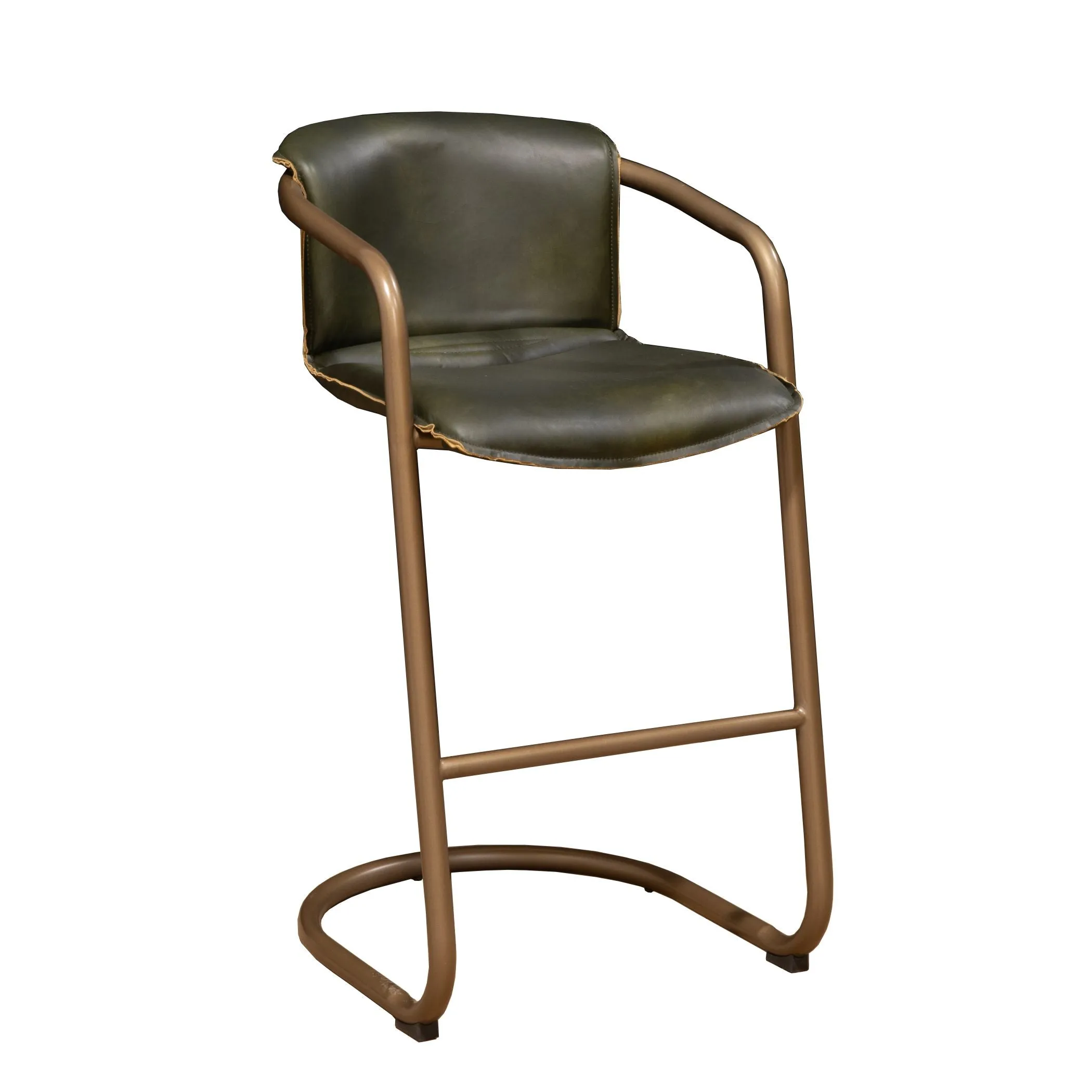 Nisky Leather Bar Chair - Emerald Green