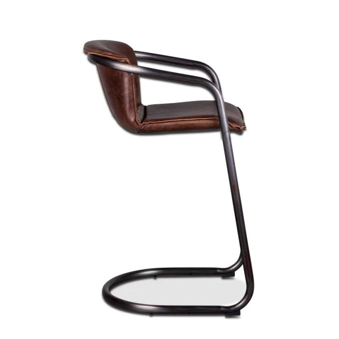 Nisky Leather Bar Chair - Geisha Brown