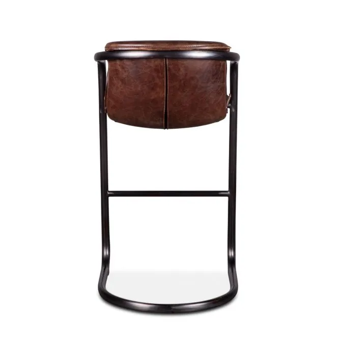 Nisky Leather Bar Chair - Geisha Brown