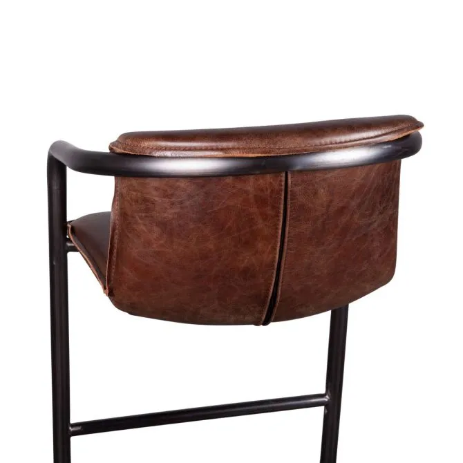 Nisky Leather Bar Chair - Geisha Brown