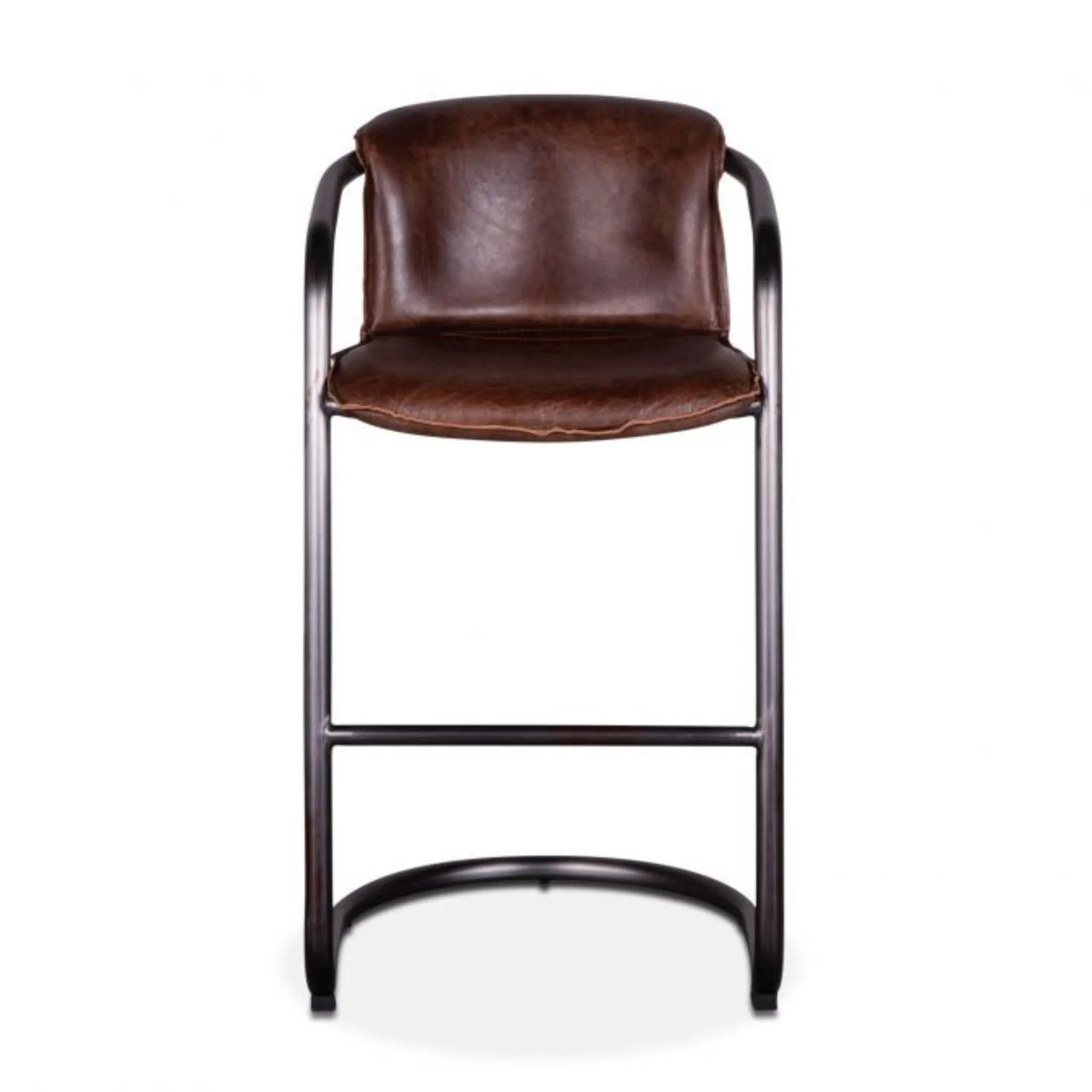 Nisky Leather Bar Chair - Geisha Brown