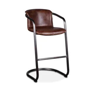 Nisky Leather Bar Chair - Geisha Brown