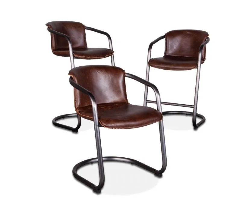 Nisky Leather Bar Chair - Geisha Brown