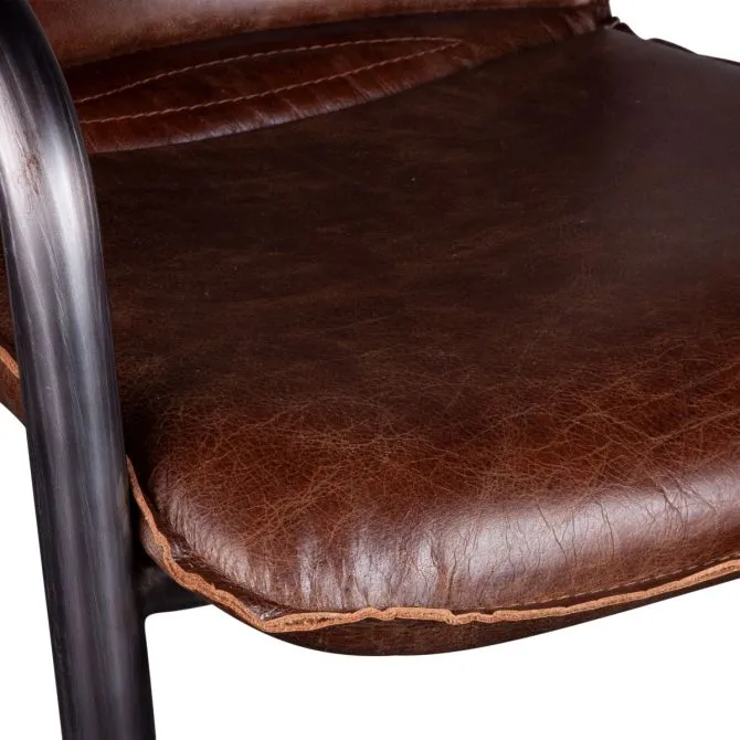 Nisky Leather Bar Chair - Geisha Brown