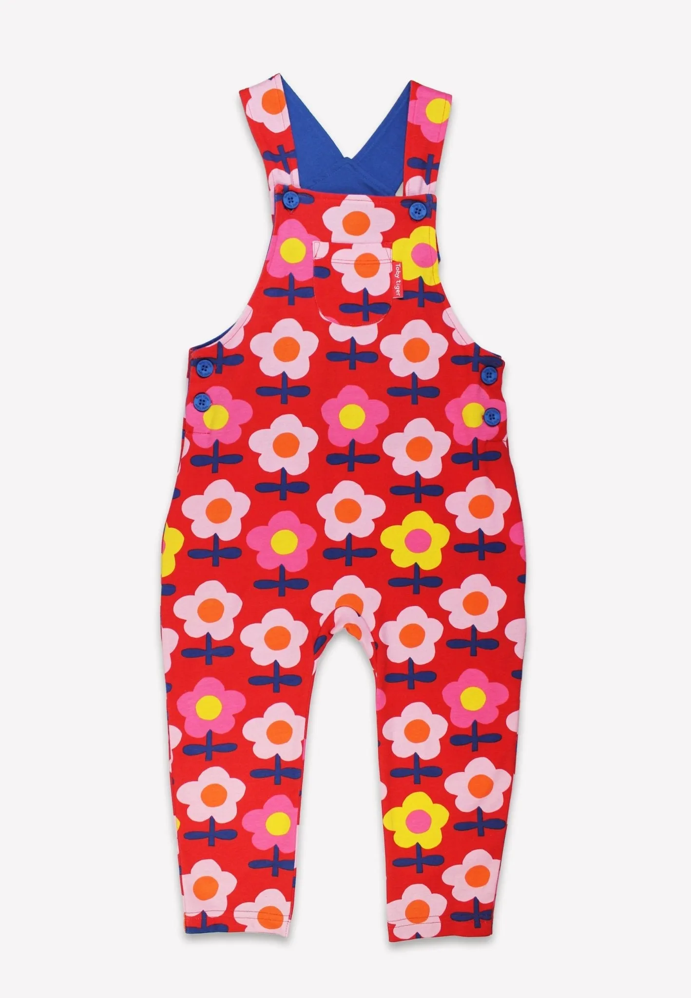 Organic Pink Flower Print Dungarees