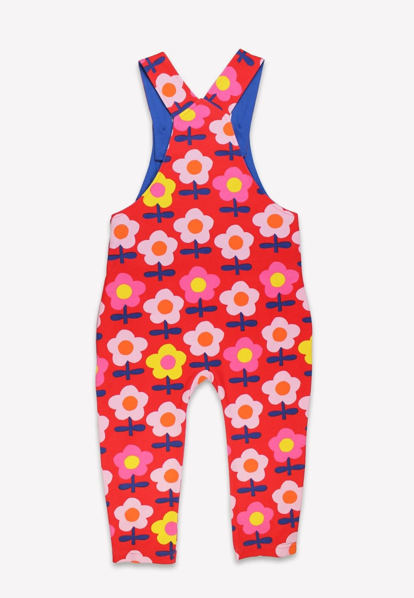 Organic Pink Flower Print Dungarees