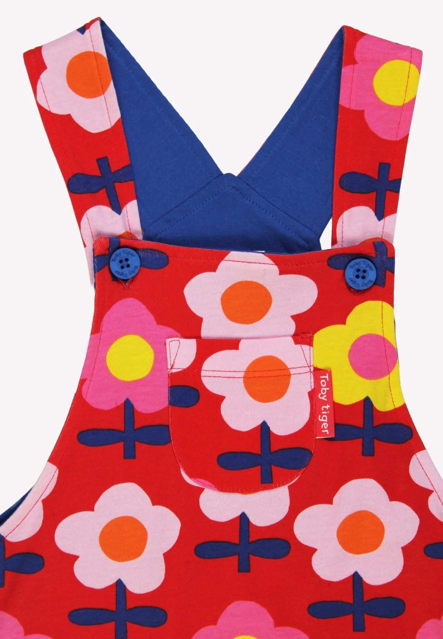 Organic Pink Flower Print Dungarees
