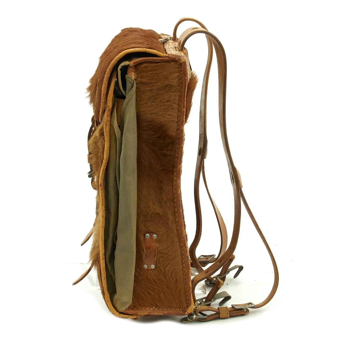 Original German WWII Radio Signalman #3 Fernsprechtornister Cowhide Backpack - Dated 1940