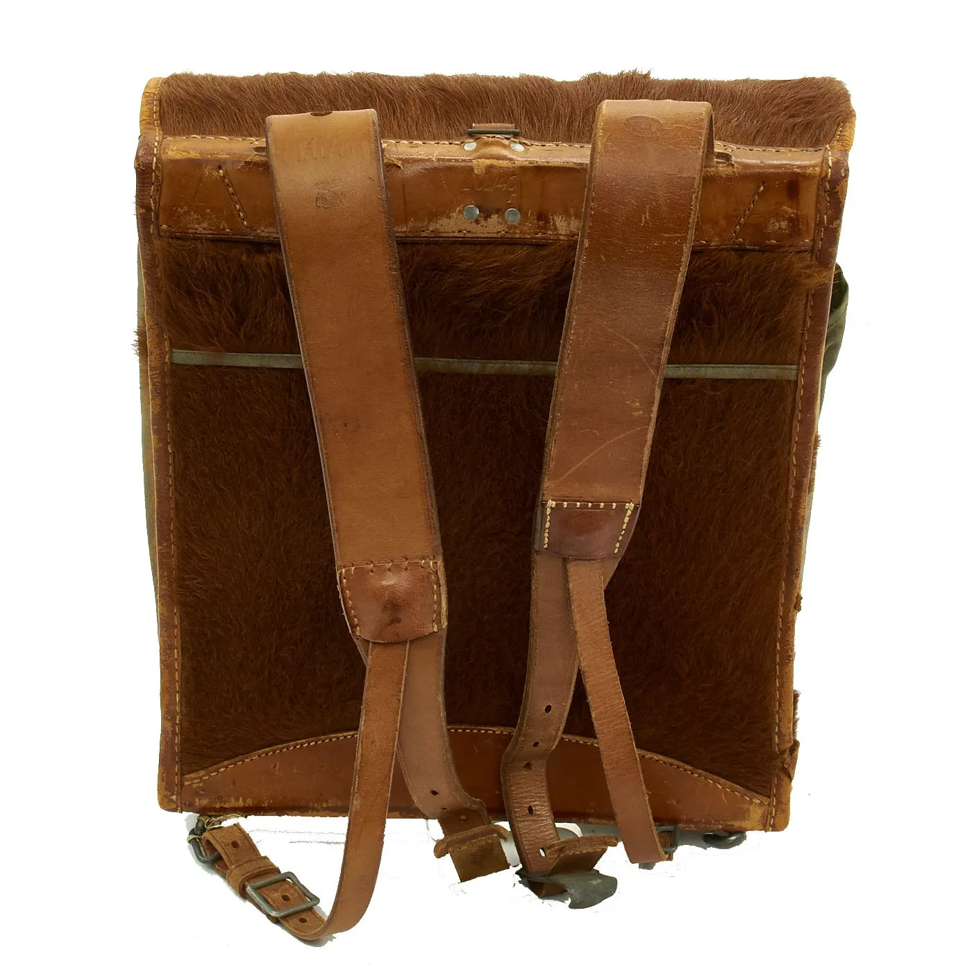 Original German WWII Radio Signalman #3 Fernsprechtornister Cowhide Backpack - Dated 1940
