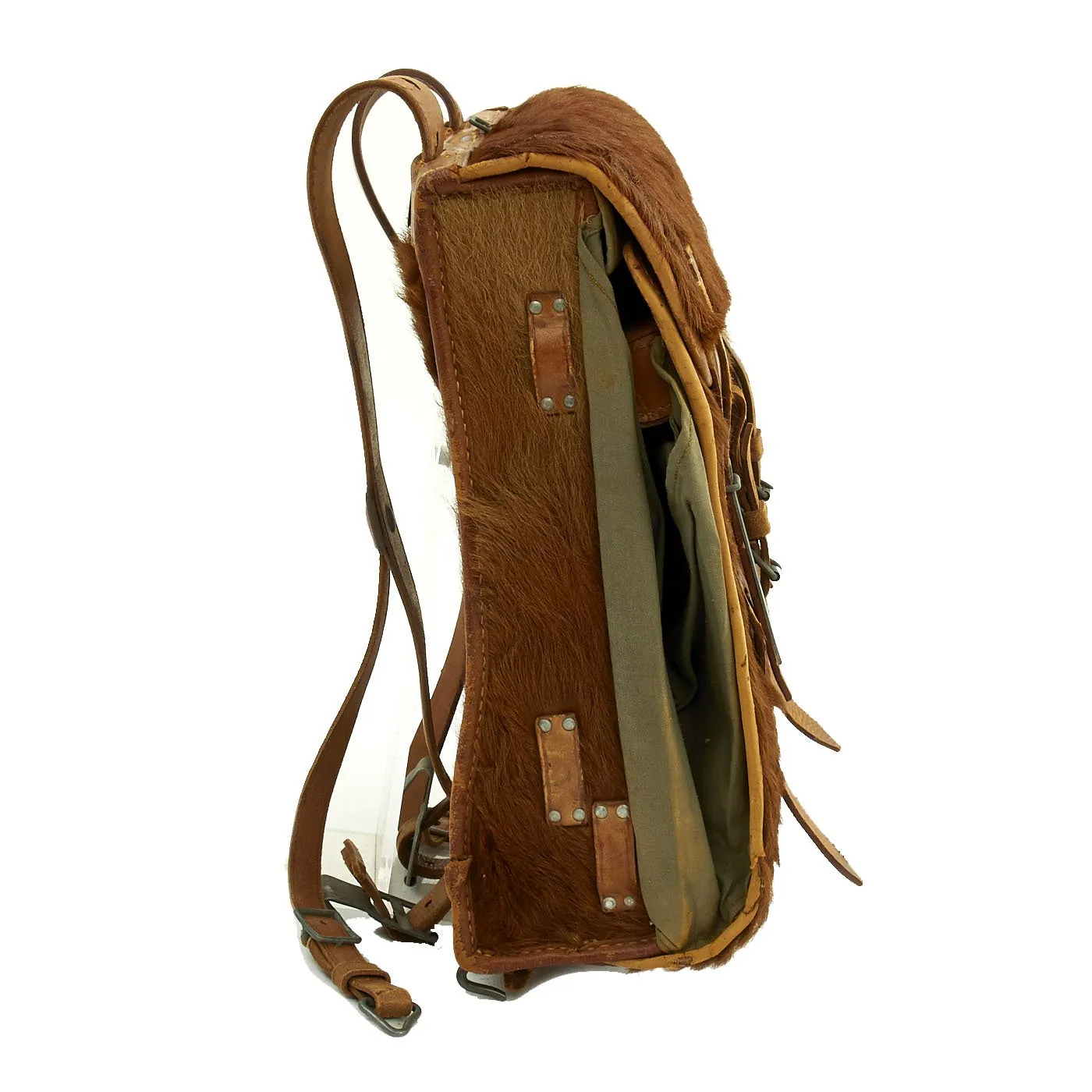 Original German WWII Radio Signalman #3 Fernsprechtornister Cowhide Backpack - Dated 1940