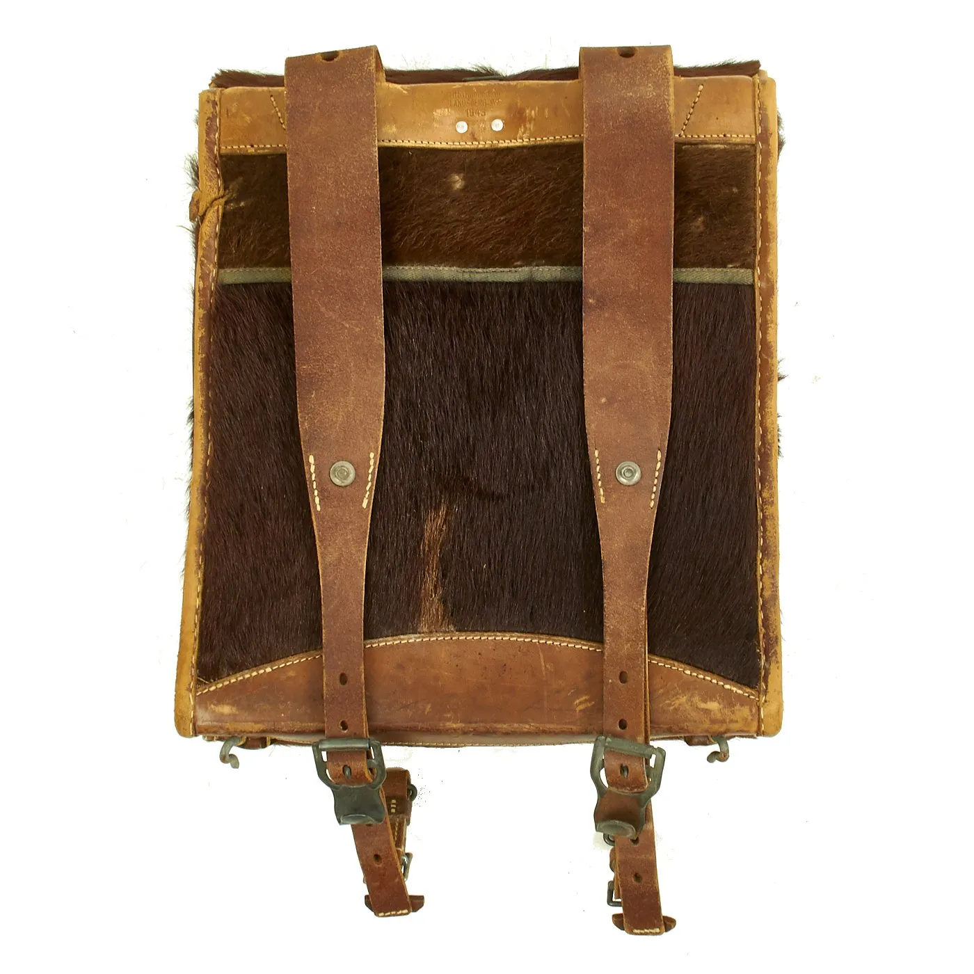 Original German WWII Radio Signalman #3 Fernsprechtornister Cowhide Backpack - Dated 1943