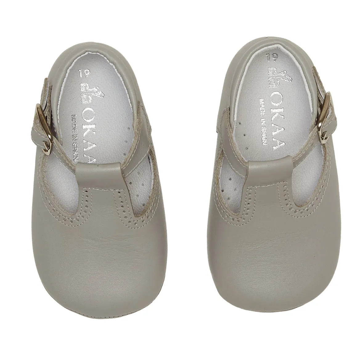 PEARL GREY T-BAR PRAM SHOES