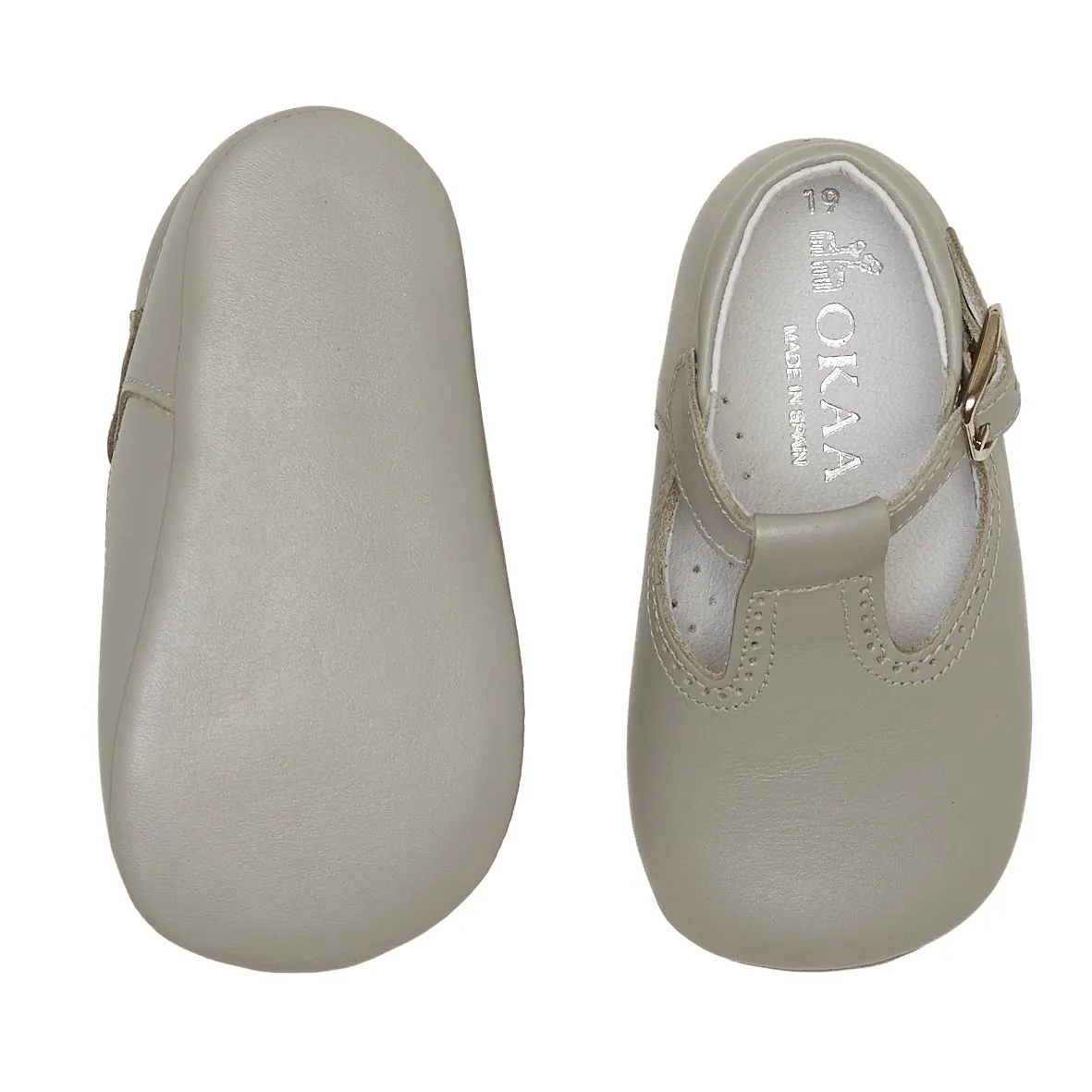 PEARL GREY T-BAR PRAM SHOES
