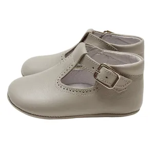 PEARL GREY T-BAR PRAM SHOES