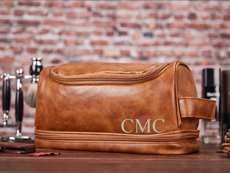 Personalized Toiletry Bag Groomsman Gift for Him Engraved Dopp Bag Leather Dopp Kit Boyfriend Gift for Men for Dad Christmas Gift for Him