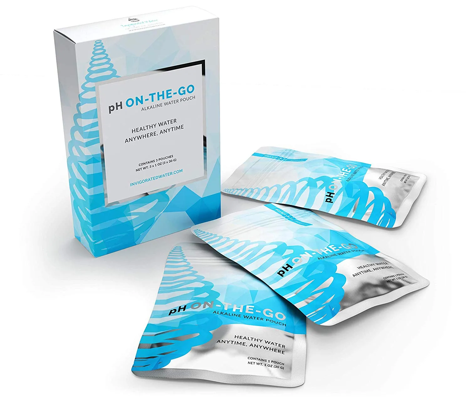 pH ON-THE-GO Alkaline Water Filter Pouch- Portable Alkaline Water Filtration System For Your Bottle, Pitcher, Jug, Container - High pH Ionized Water - Long-Life 16 Gallon/72 Litre (3-pack)