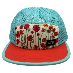Poppies | Travel and Running  Hat | Red | Aqua