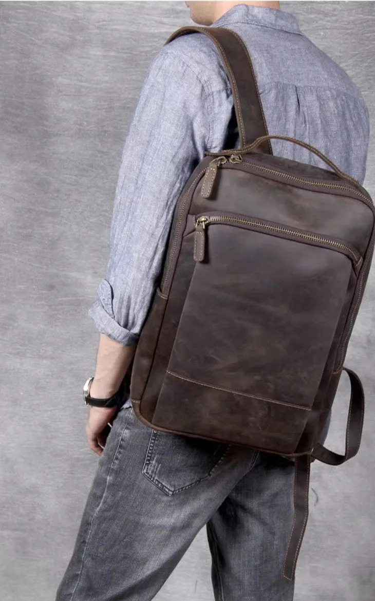 Premium Cowhide Leather Backpack - with Upgraded Design