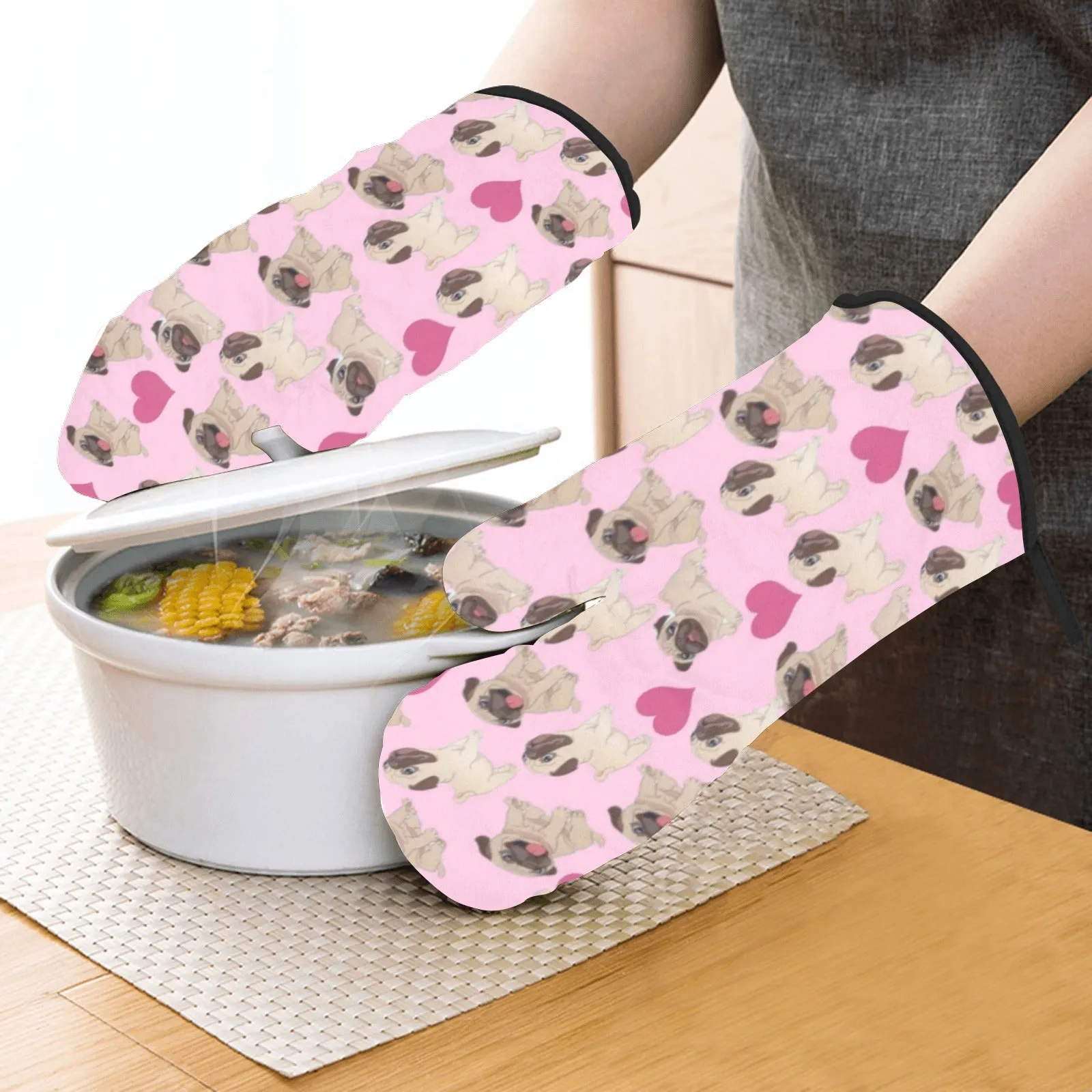 Pug Oven Mitts & Pot Holders (4 Piece Set)