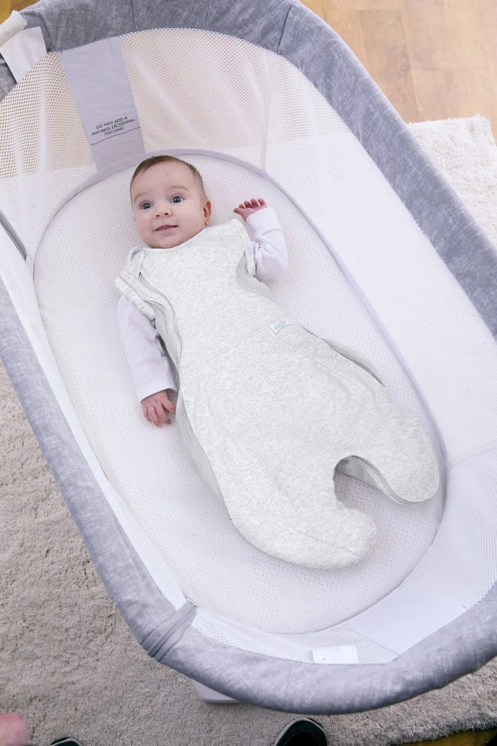 Purflo Swaddle To Sleep Bag 0.5 TOG 0-4 Month Lightweight - Minimal Grey (2 Pack)