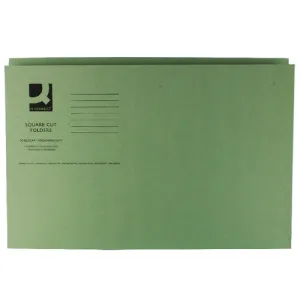 Q-Connect Square Cut Folder Mediumweight 250gsm Foolscap Green (Pack of 100)